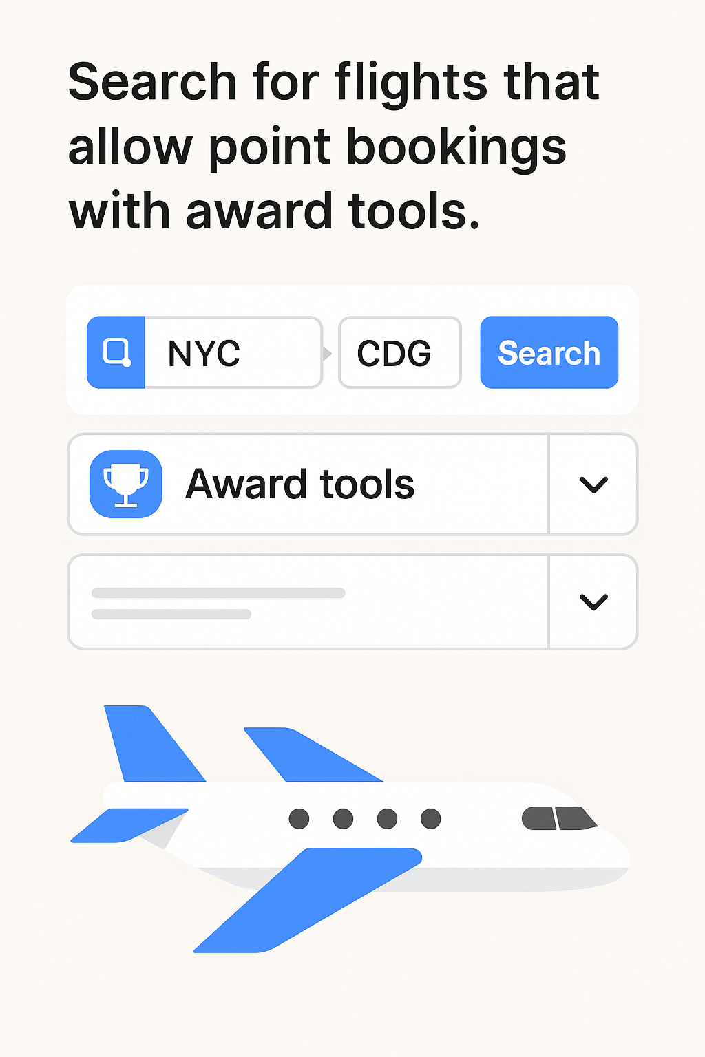 Award booking search tools